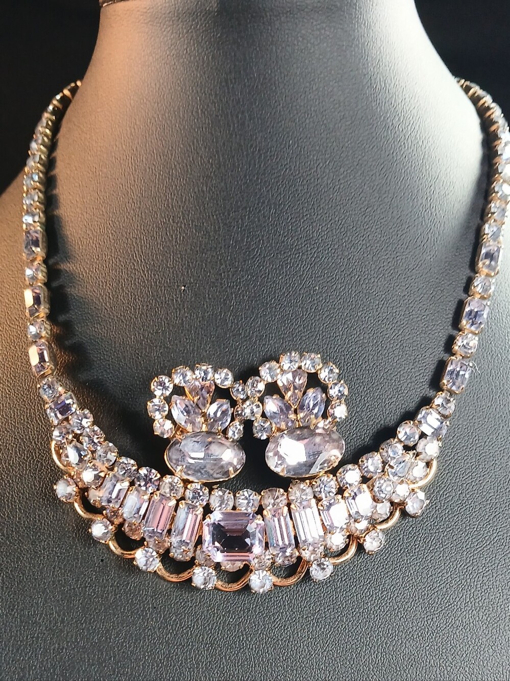 Vintage KRAMER of NEW YORK Lavender Purple Rhinestone 16" Necklace & Earrings